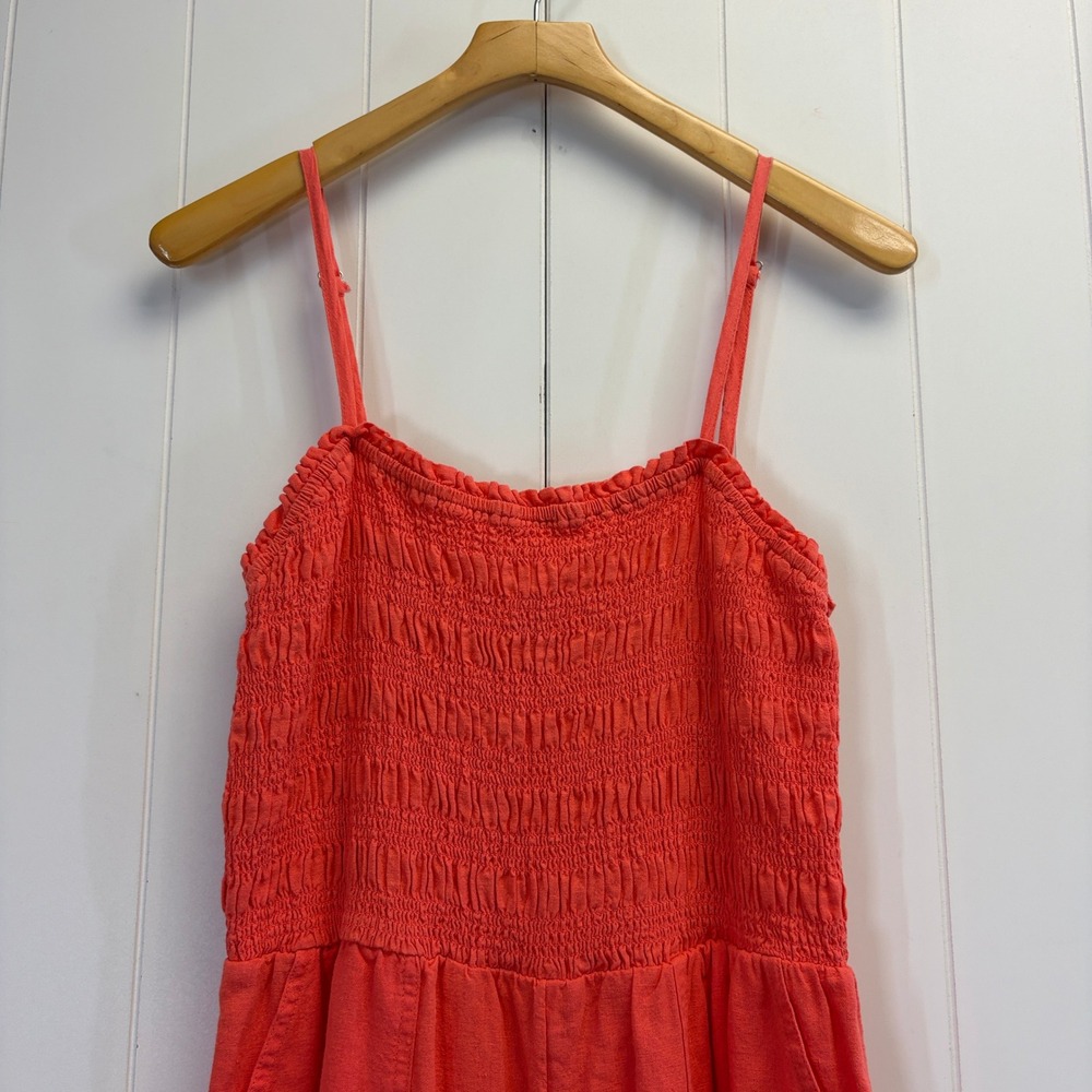 Universal Thread Boho Linen Blend Smocked Wide Leg Jumpsuit Womens Size M Summer - Picture 8 of 12